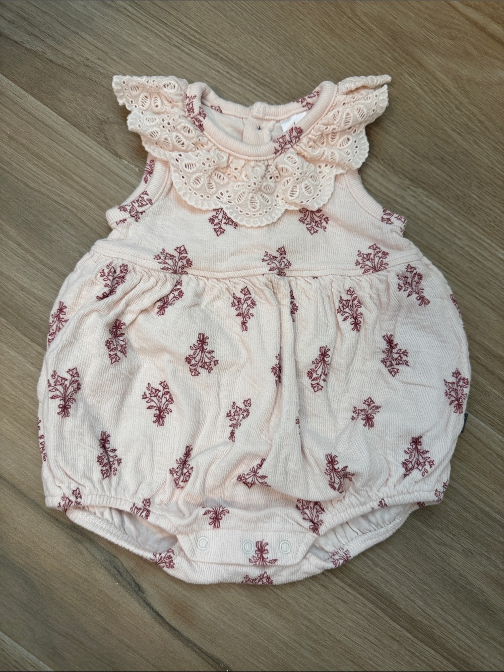 Floral Lace-Trim Bubble Romper